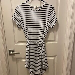 Classic Striped Black and White Dress with Pockets